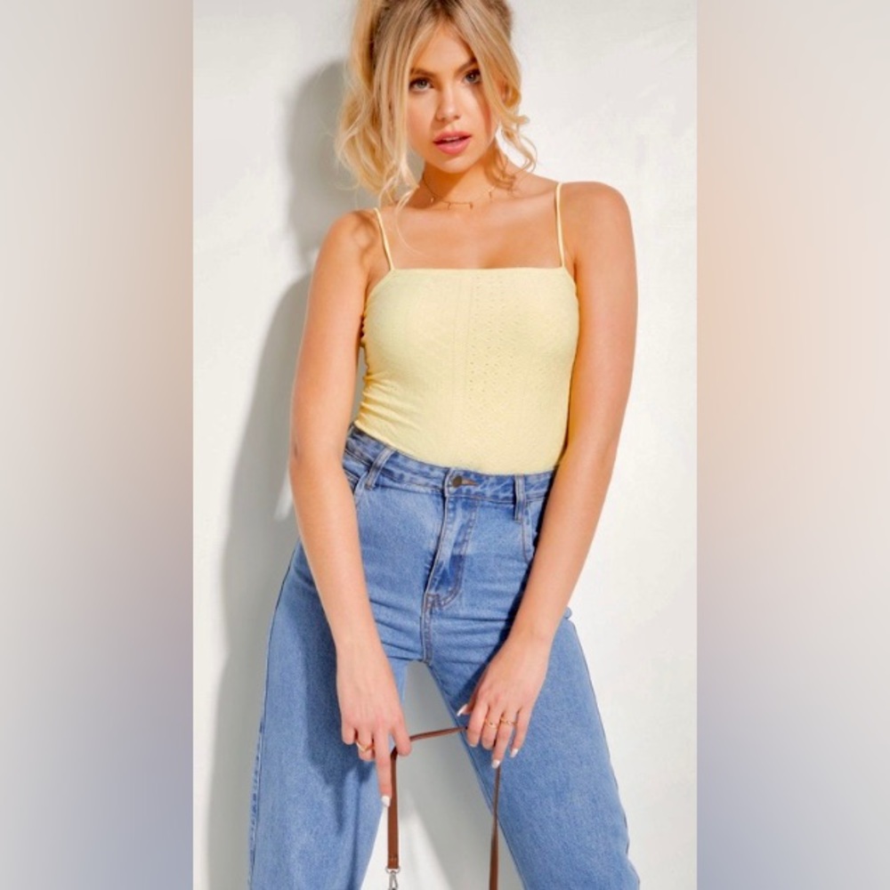 Light Yellow Eyelet Bodysuit